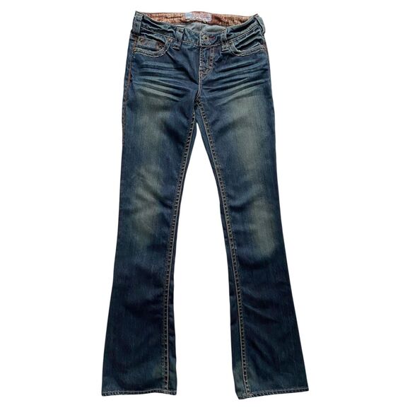 Womens 1921 Jeans Western Glove Works Bootcut Denim Dark Blue Wash Size 26x34 - Picture 1 of 6